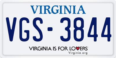 VA license plate VGS3844