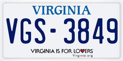 VA license plate VGS3849