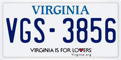VA license plate VGS3856