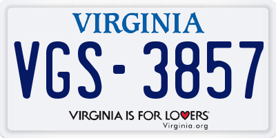 VA license plate VGS3857