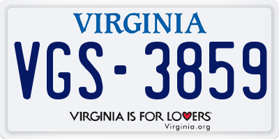 VA license plate VGS3859