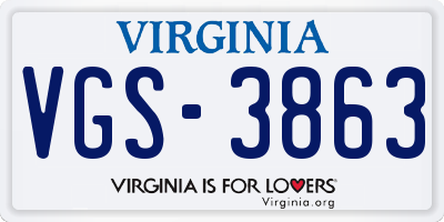 VA license plate VGS3863