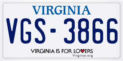 VA license plate VGS3866