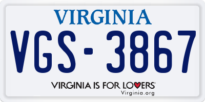 VA license plate VGS3867
