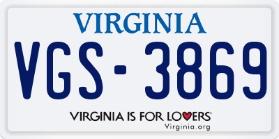 VA license plate VGS3869