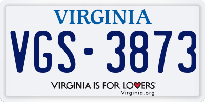 VA license plate VGS3873