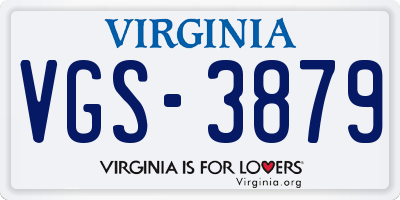 VA license plate VGS3879