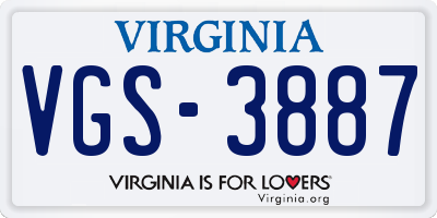 VA license plate VGS3887