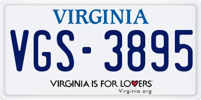 VA license plate VGS3895