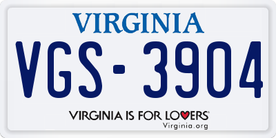 VA license plate VGS3904