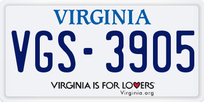 VA license plate VGS3905