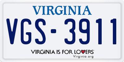 VA license plate VGS3911