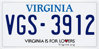 VA license plate VGS3912