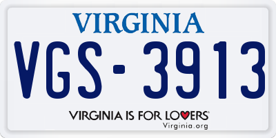 VA license plate VGS3913