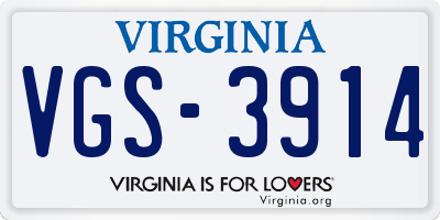 VA license plate VGS3914