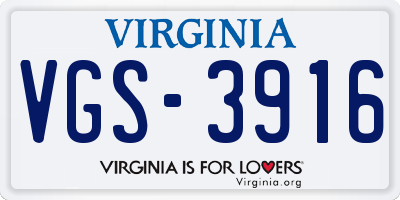 VA license plate VGS3916