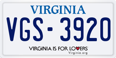 VA license plate VGS3920