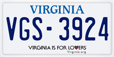 VA license plate VGS3924
