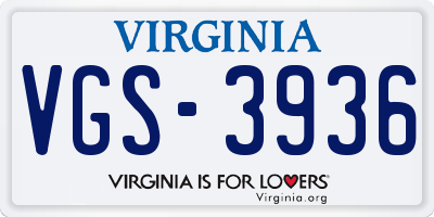 VA license plate VGS3936