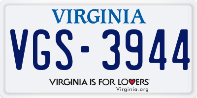 VA license plate VGS3944