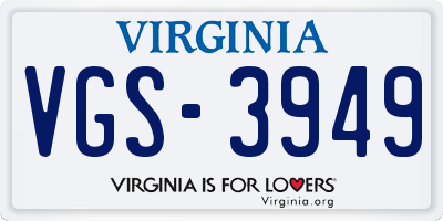 VA license plate VGS3949