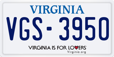 VA license plate VGS3950