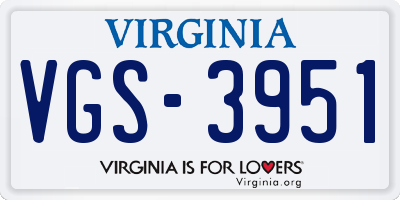VA license plate VGS3951