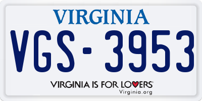 VA license plate VGS3953
