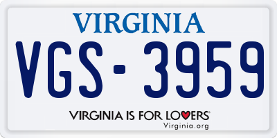 VA license plate VGS3959