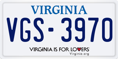 VA license plate VGS3970