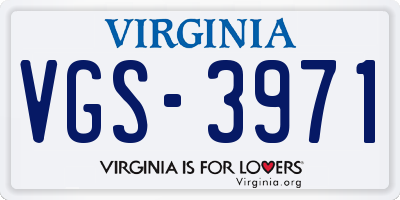 VA license plate VGS3971