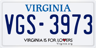 VA license plate VGS3973