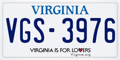 VA license plate VGS3976