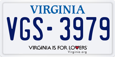 VA license plate VGS3979