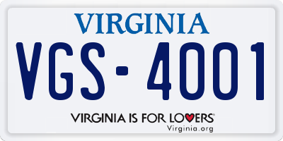 VA license plate VGS4001