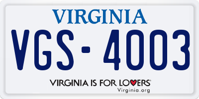 VA license plate VGS4003