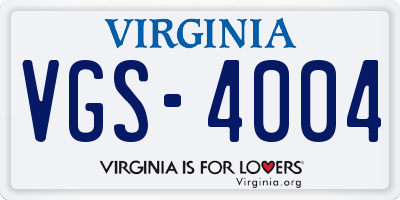 VA license plate VGS4004