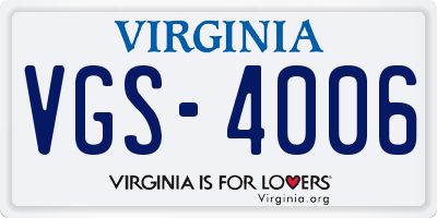 VA license plate VGS4006