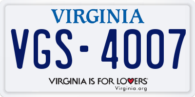 VA license plate VGS4007