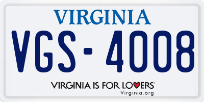 VA license plate VGS4008