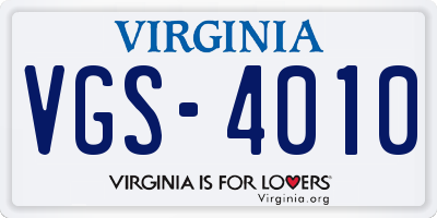 VA license plate VGS4010