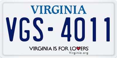VA license plate VGS4011