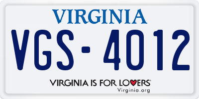 VA license plate VGS4012