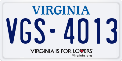 VA license plate VGS4013