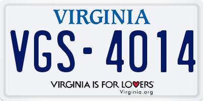 VA license plate VGS4014
