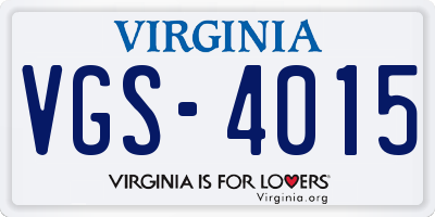 VA license plate VGS4015