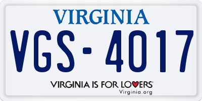 VA license plate VGS4017