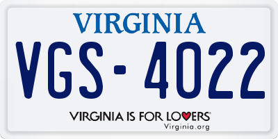 VA license plate VGS4022