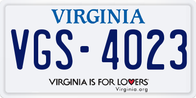 VA license plate VGS4023
