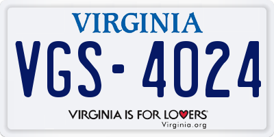 VA license plate VGS4024